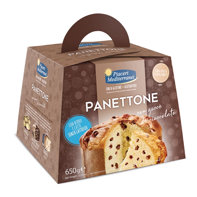 Eurospital Piaceri Mediterranei Alimenti senza Glutine Panettone Morbido con Gocce di Cioccolato 650 g